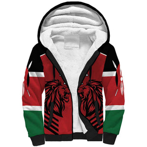 Custom Afro Kenya Rugby Sherpa Hoodie African Lion Head