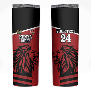 Custom Afro Kenya Rugby Skinny Tumbler African Lion Head