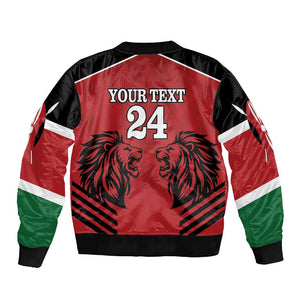 Custom Afro Kenya Rugby Sleeve Zip Bomber Jacket African Lion Head