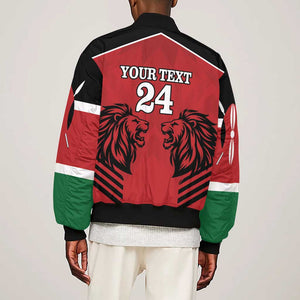 Custom Afro Kenya Rugby Sleeve Zip Bomber Jacket African Lion Head