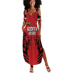 Custom Afro Kenya Rugby Summer Maxi Dress African Lion Head