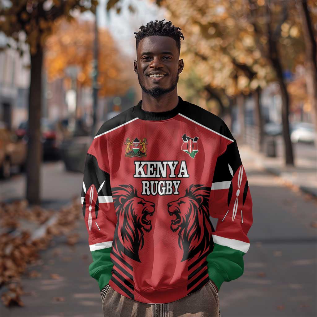 Custom Afro Kenya Rugby Sweatshirt African Lion Head