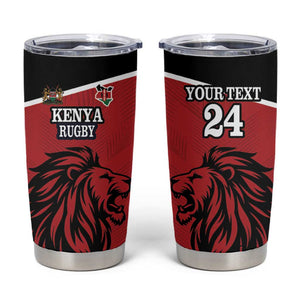 Custom Afro Kenya Rugby Tumbler Cup African Lion Head