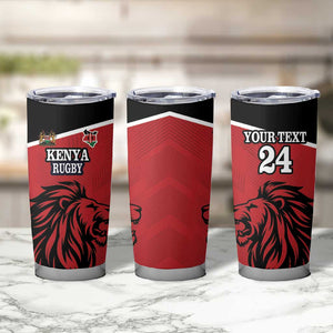 Custom Afro Kenya Rugby Tumbler Cup African Lion Head