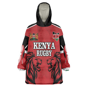 Custom Afro Kenya Rugby Wearable Blanket Hoodie African Lion Head