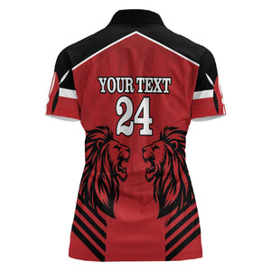 Custom Afro Kenya Rugby Women Polo Shirt African Lion Head