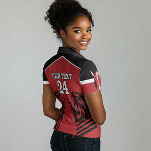 Custom Afro Kenya Rugby Women Polo Shirt African Lion Head