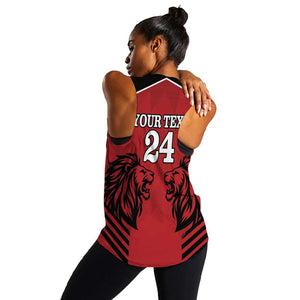 Custom Afro Kenya Rugby Women Racerback Tank African Lion Head