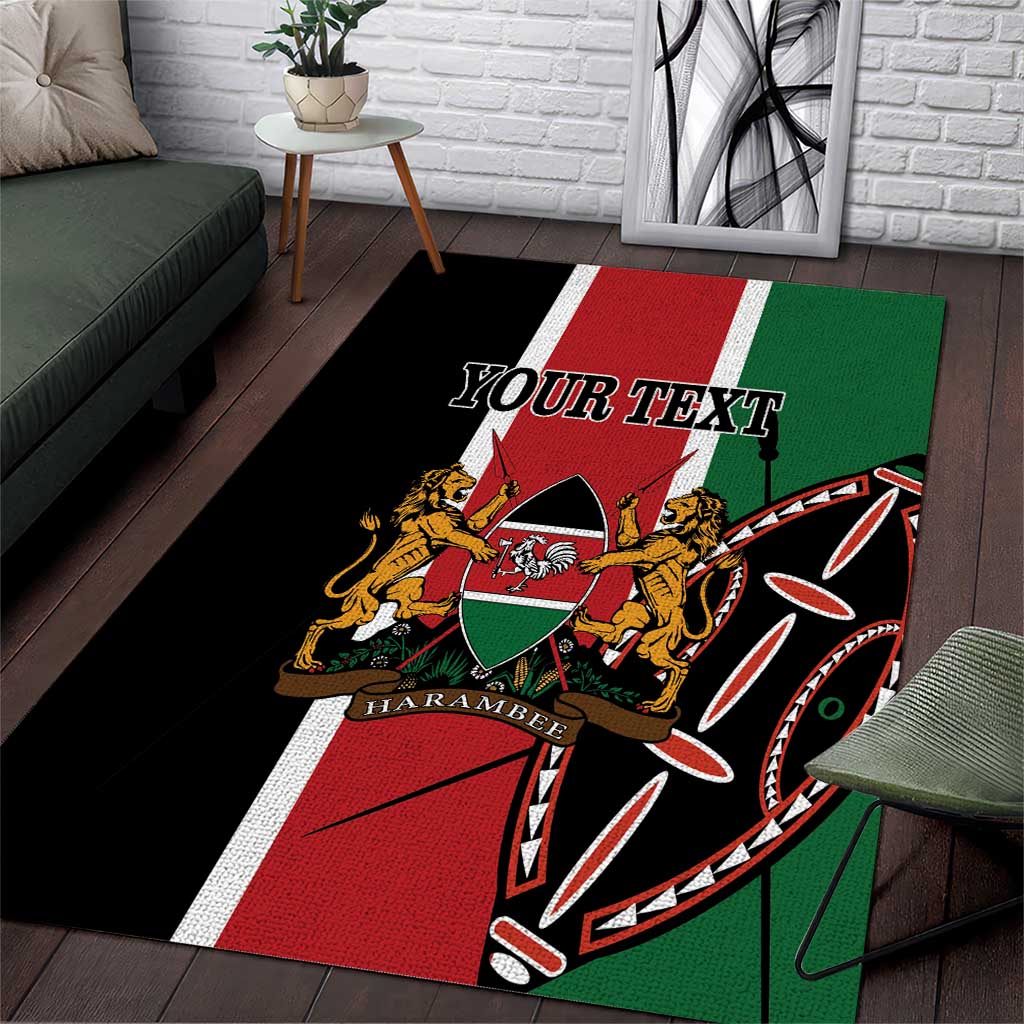 Personalized Jamhuri Day Area Rug Kenya Map With African Shield