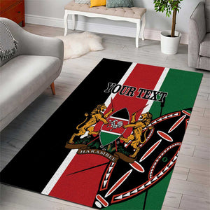 Personalized Jamhuri Day Area Rug Kenya Map With African Shield