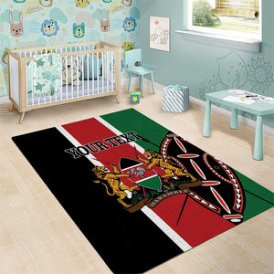 Personalized Jamhuri Day Area Rug Kenya Map With African Shield