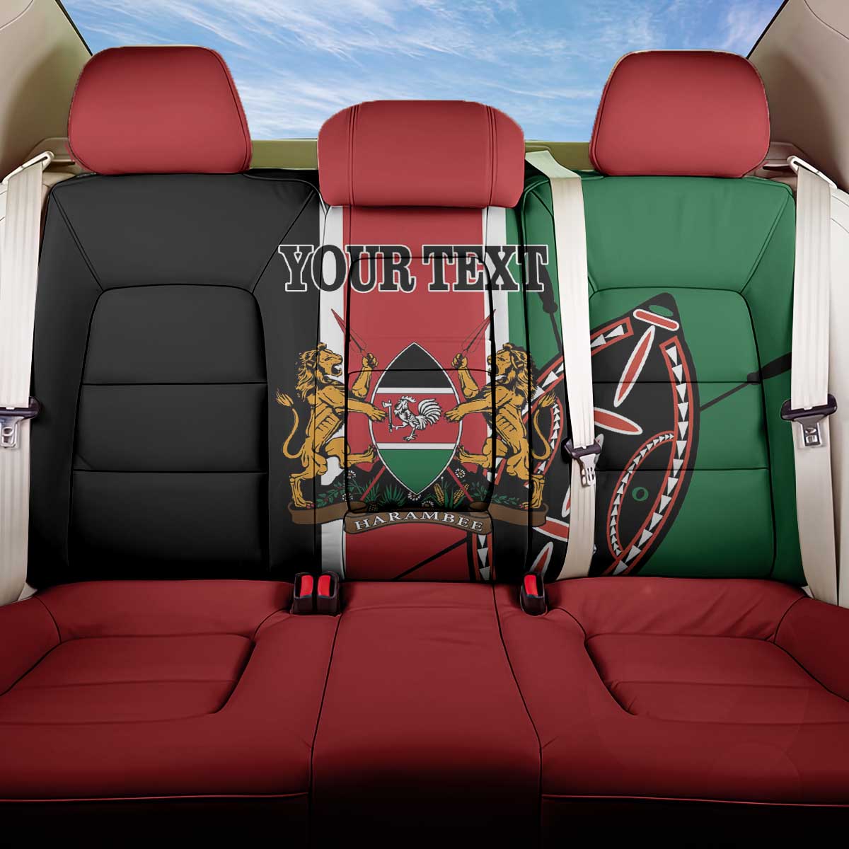 Personalized Jamhuri Day Back Car Seat Cover Kenya Map With African Shield