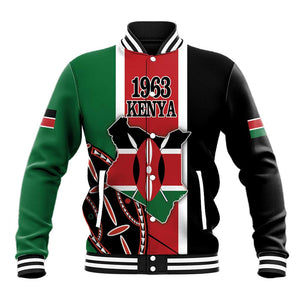 Personalized Jamhuri Day Baseball Jacket Kenya Map With African Shield