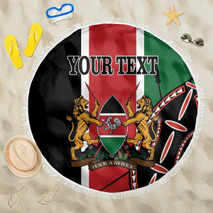 Personalized Jamhuri Day Beach Blanket Kenya Map With African Shield