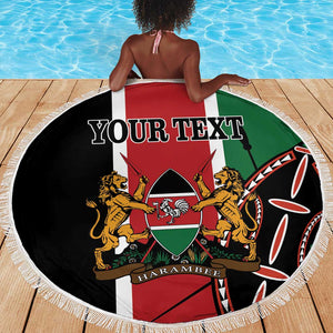 Personalized Jamhuri Day Beach Blanket Kenya Map With African Shield