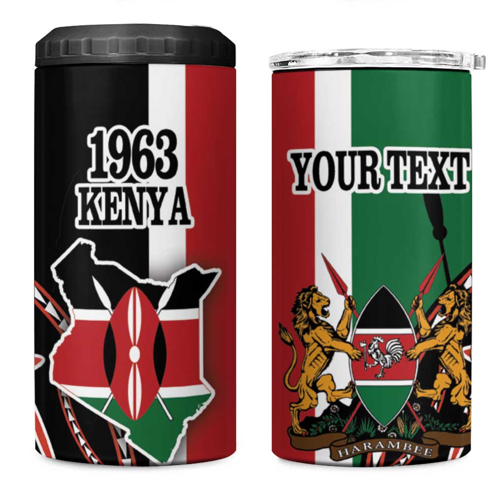 Personalized Jamhuri Day 4 in 1 Can Cooler Tumbler Kenya Map With African Shield