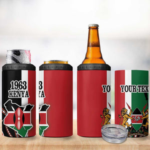 Personalized Jamhuri Day 4 in 1 Can Cooler Tumbler Kenya Map With African Shield