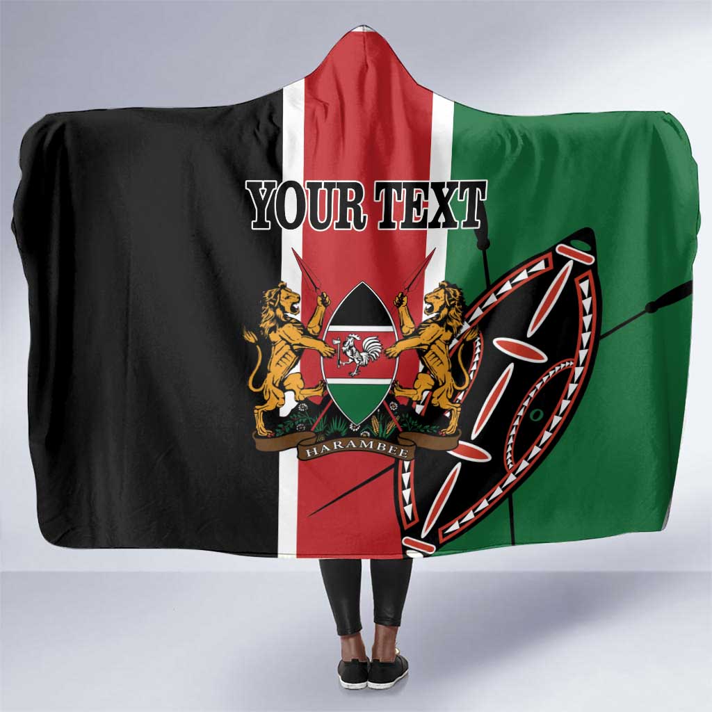 Personalized Jamhuri Day Hooded Blanket Kenya Map With African Shield