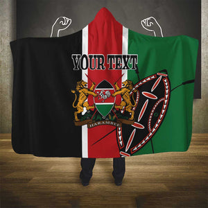 Personalized Jamhuri Day Hooded Blanket Kenya Map With African Shield