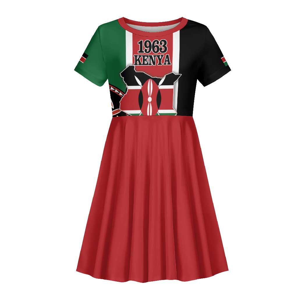 Personalized Jamhuri Day Kid Short Sleeve Dress Kenya Map With African Shield