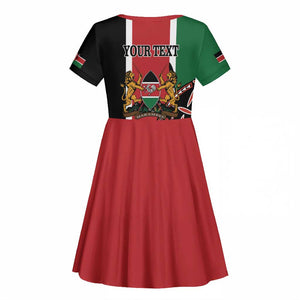 Personalized Jamhuri Day Kid Short Sleeve Dress Kenya Map With African Shield