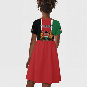 Personalized Jamhuri Day Kid Short Sleeve Dress Kenya Map With African Shield