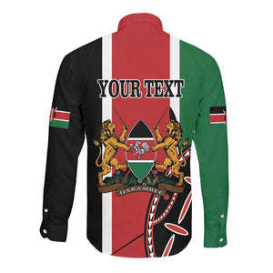 Personalized Jamhuri Day Long Sleeve Button Shirt Kenya Map With African Shield