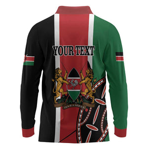 Personalized Jamhuri Day Long Sleeve Polo Shirt Kenya Map With African Shield