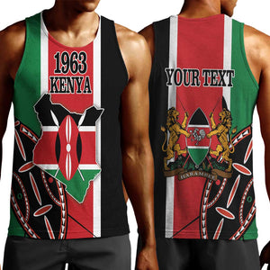 Personalized Jamhuri Day Men Tank Top Kenya Map With African Shield