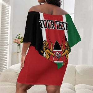 Personalized Jamhuri Day Off Shoulder Short Dress Kenya Map With African Shield