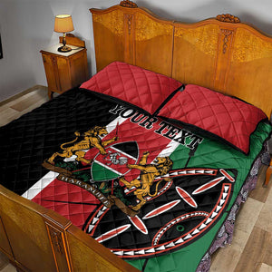 Personalized Jamhuri Day Quilt Bed Set Kenya Map With African Shield