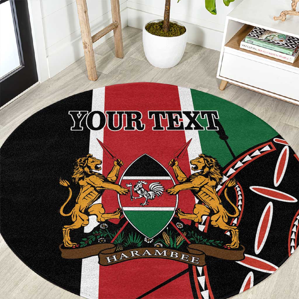 Personalized Jamhuri Day Round Carpet Kenya Map With African Shield