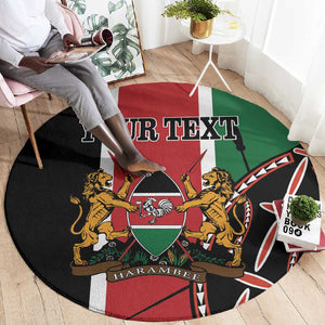 Personalized Jamhuri Day Round Carpet Kenya Map With African Shield