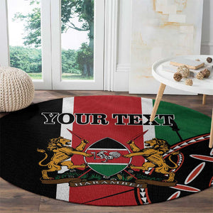 Personalized Jamhuri Day Round Carpet Kenya Map With African Shield