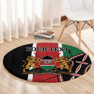 Personalized Jamhuri Day Round Carpet Kenya Map With African Shield