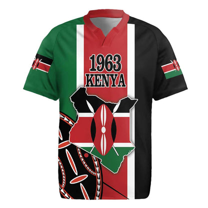 Personalized Jamhuri Day Rugby Jersey Kenya Map With African Shield