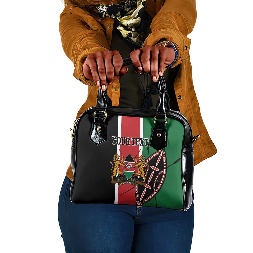 Personalized Jamhuri Day Shoulder Handbag Kenya Map With African Shield