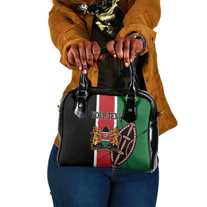 Personalized Jamhuri Day Shoulder Handbag Kenya Map With African Shield