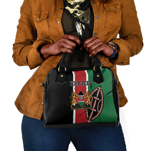 Personalized Jamhuri Day Shoulder Handbag Kenya Map With African Shield