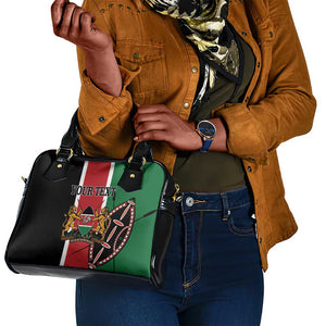 Personalized Jamhuri Day Shoulder Handbag Kenya Map With African Shield