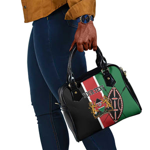 Personalized Jamhuri Day Shoulder Handbag Kenya Map With African Shield