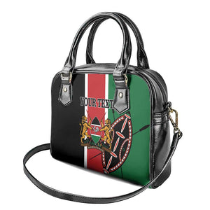 Personalized Jamhuri Day Shoulder Handbag Kenya Map With African Shield