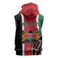 Personalized Jamhuri Day Sleeveless Zip Hoodie Kenya Map With African Shield - African Pride