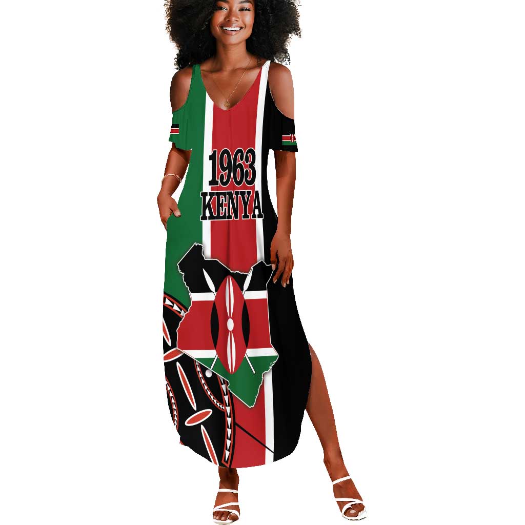 Personalized Jamhuri Day Summer Maxi Dress Kenya Map With African Shield