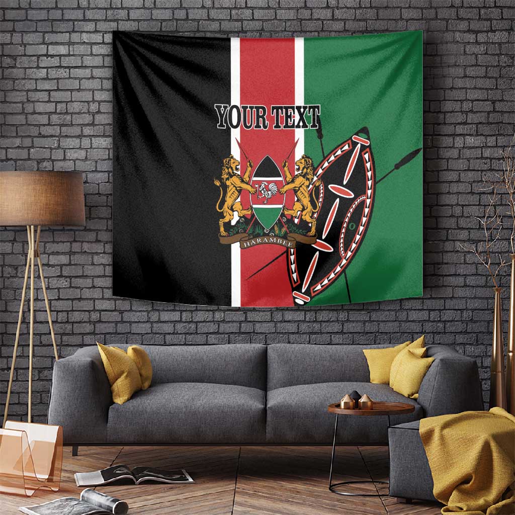 Personalized Jamhuri Day Tapestry Kenya Map With African Shield