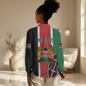 Personalized Jamhuri Day Women Casual Shirt Kenya Map With African Shield