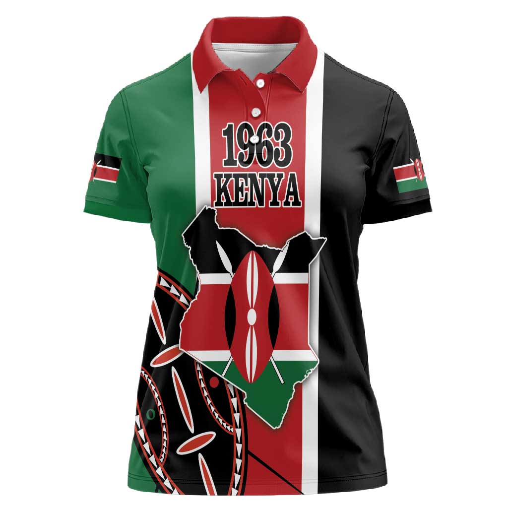 Personalized Jamhuri Day Women Polo Shirt Kenya Map With African Shield