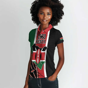 Personalized Jamhuri Day Women Polo Shirt Kenya Map With African Shield