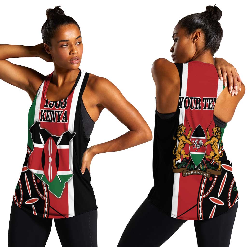 Personalized Jamhuri Day Women Racerback Tank Kenya Map With African Shield