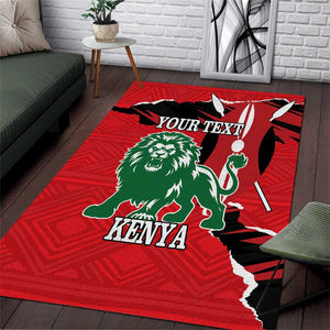 Personalized Jamhuri Day 1963 Area Rug Angry Lion With African Shield